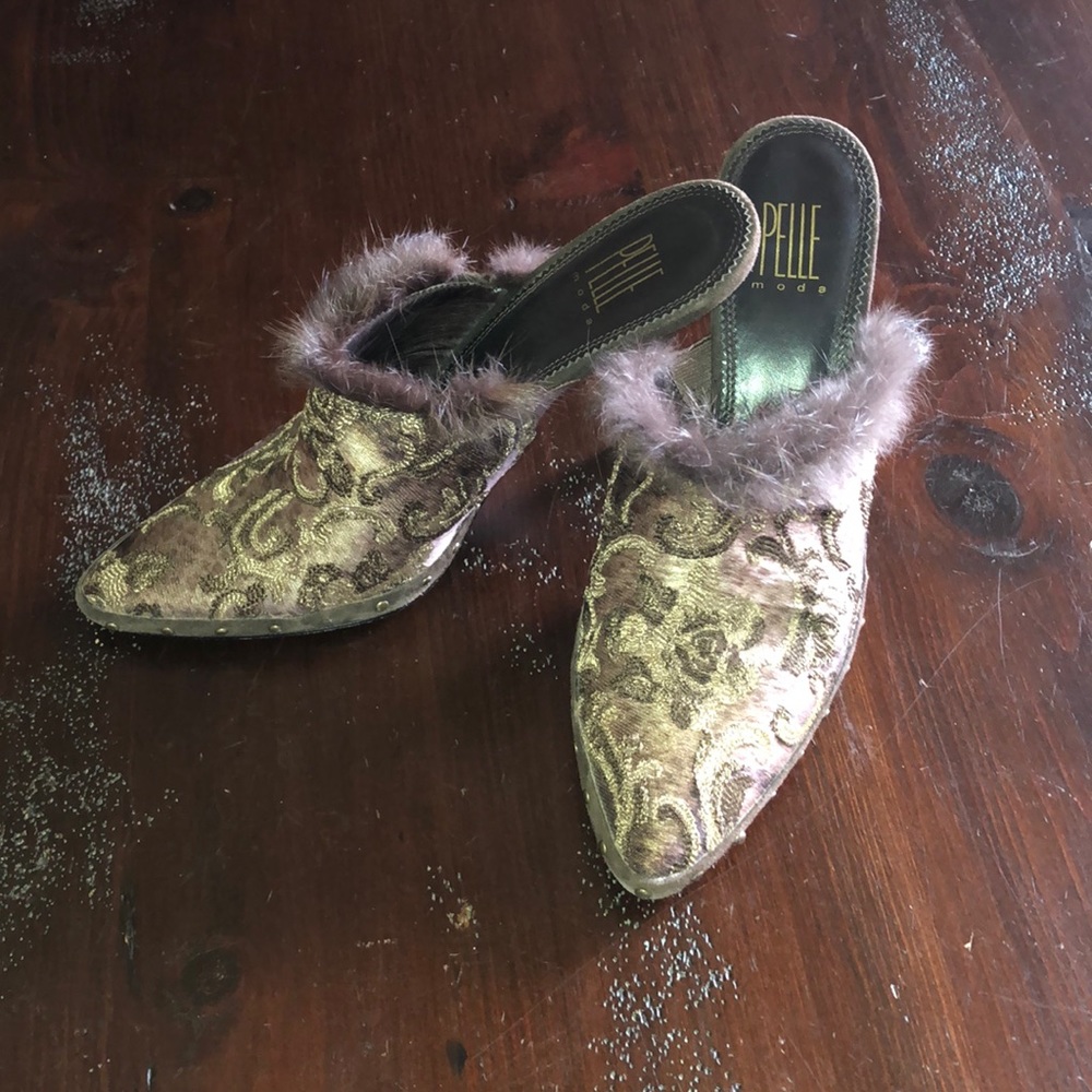 Pelle Moda Fur Lined Heel Mules - perfect for fall & winter